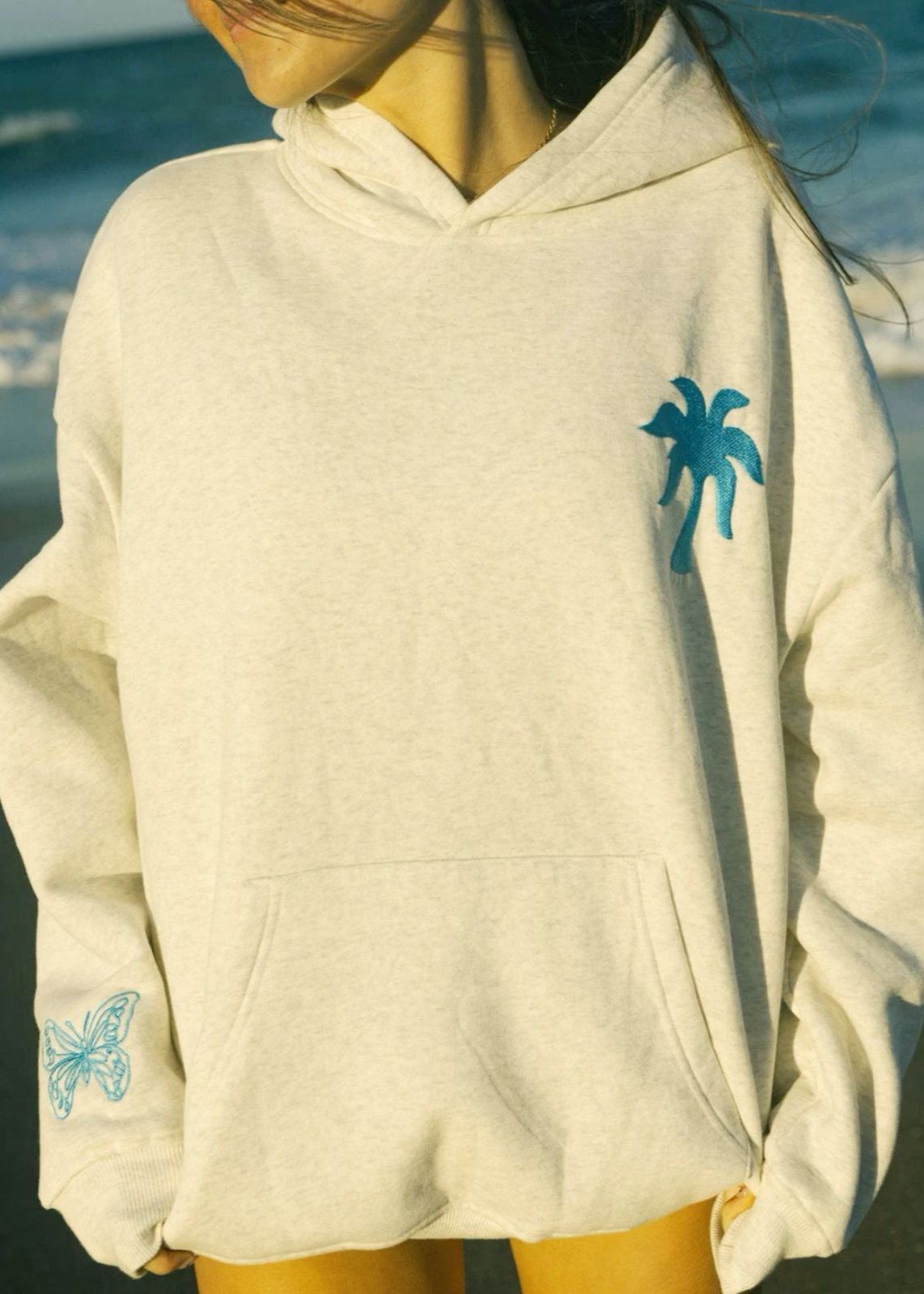 Grey Pink Palm Puff To Live For the Hope of it All Hoodie | US-WBPMI5073