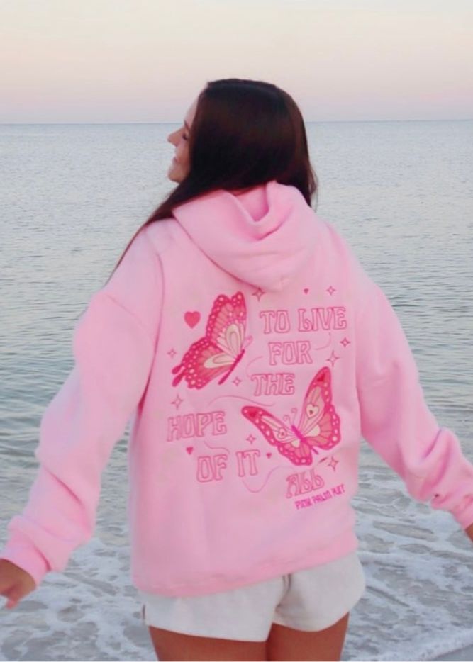 Pink Pink Palm Puff To Live For the Hope of it All Hoodie | US-EDPIT5249