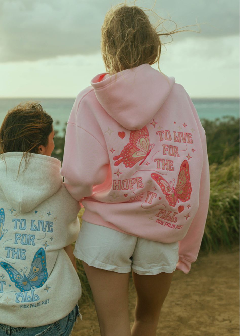 Pink Pink Palm Puff To Live For the Hope of it All Hoodie | US-EDPIT5249