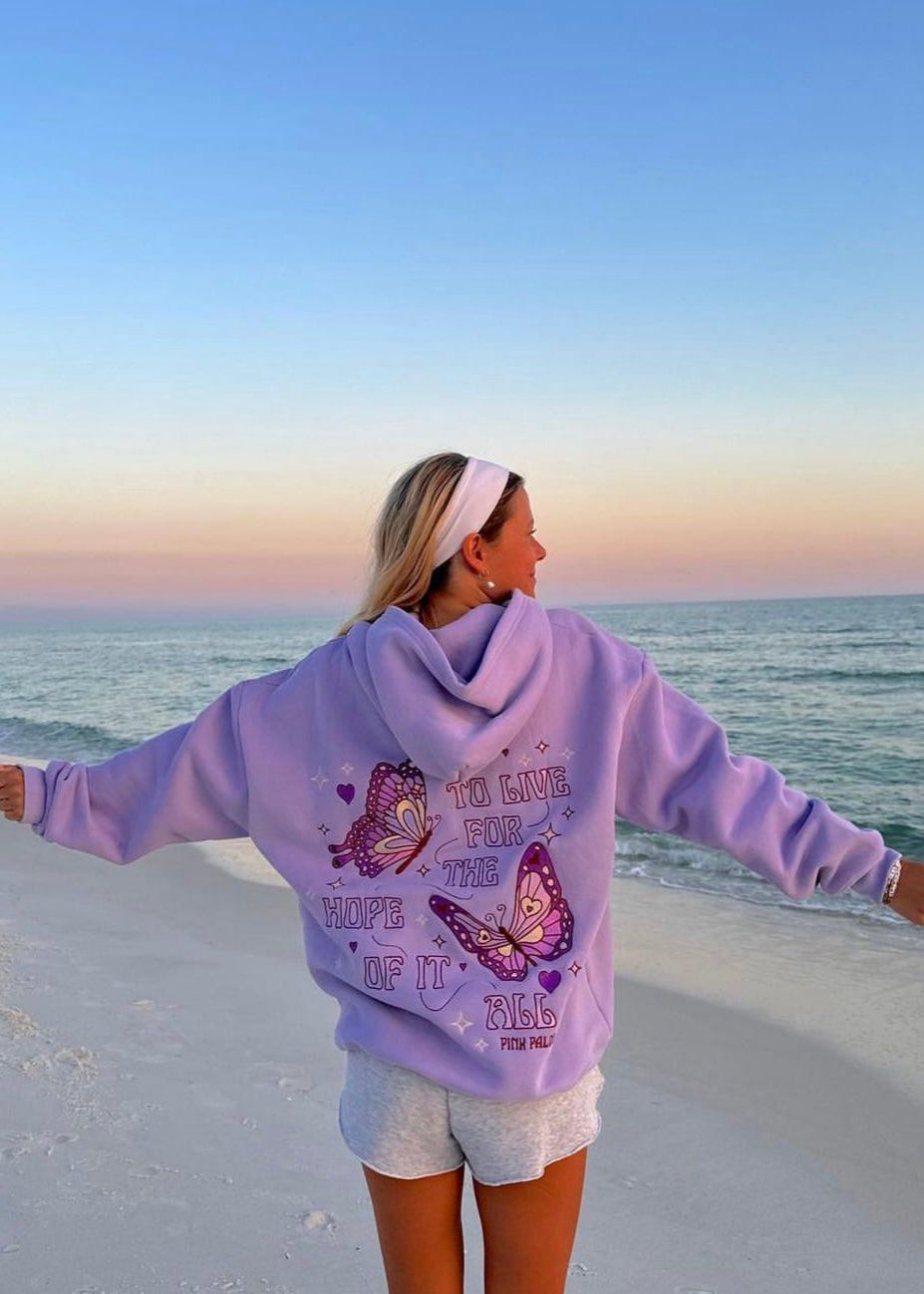 Purple Pink Palm Puff To Live For the Hope of it All Hoodie | US-DWZRM4971