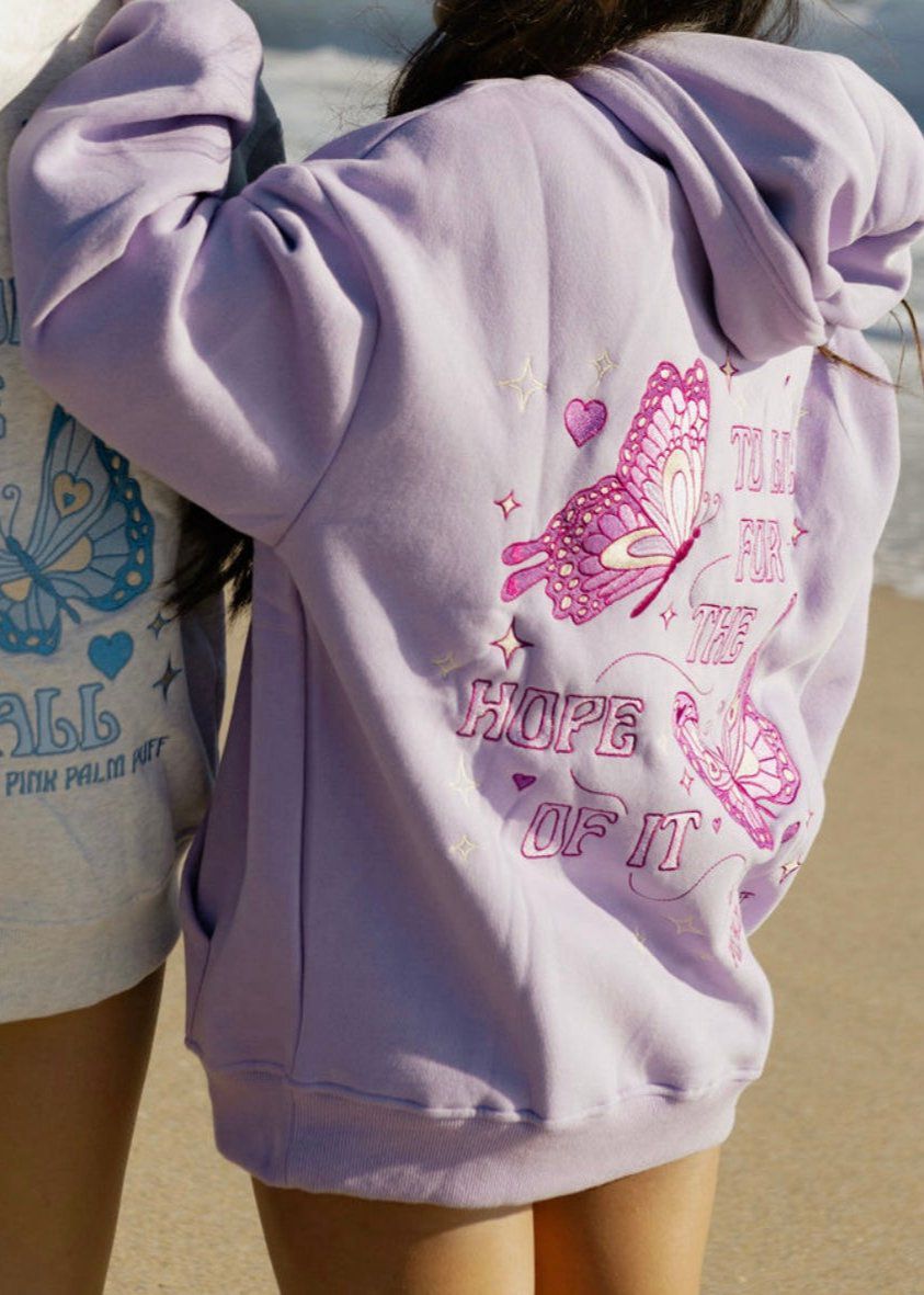 Purple Pink Palm Puff To Live For the Hope of it All Hoodie | US-DWZRM4971