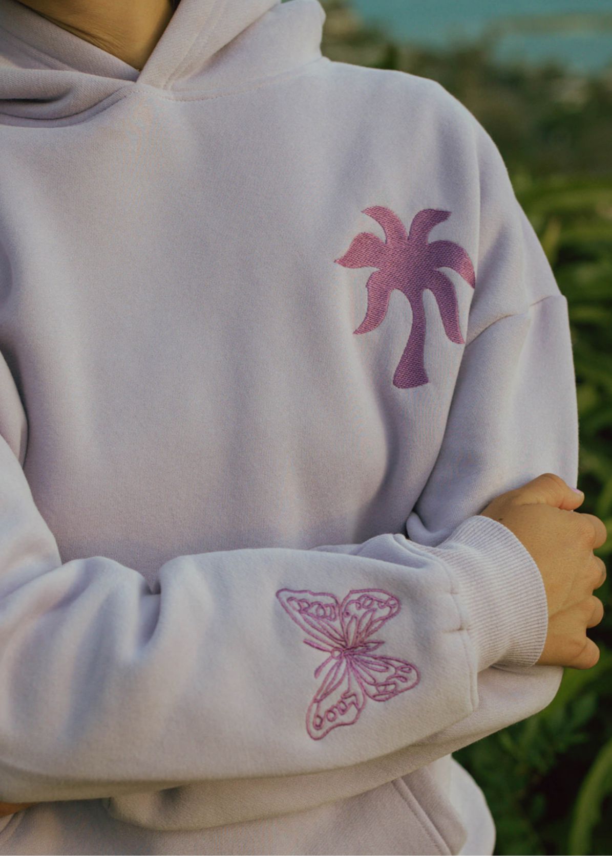 Purple Pink Palm Puff To Live For the Hope of it All Hoodie | US-DWZRM4971
